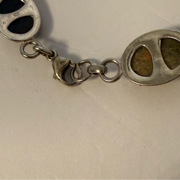 VINTAGE BRACELET STERLING SILVER 925 SCARABS 6 MULTI COLOR 7” - Picture 9 of 9